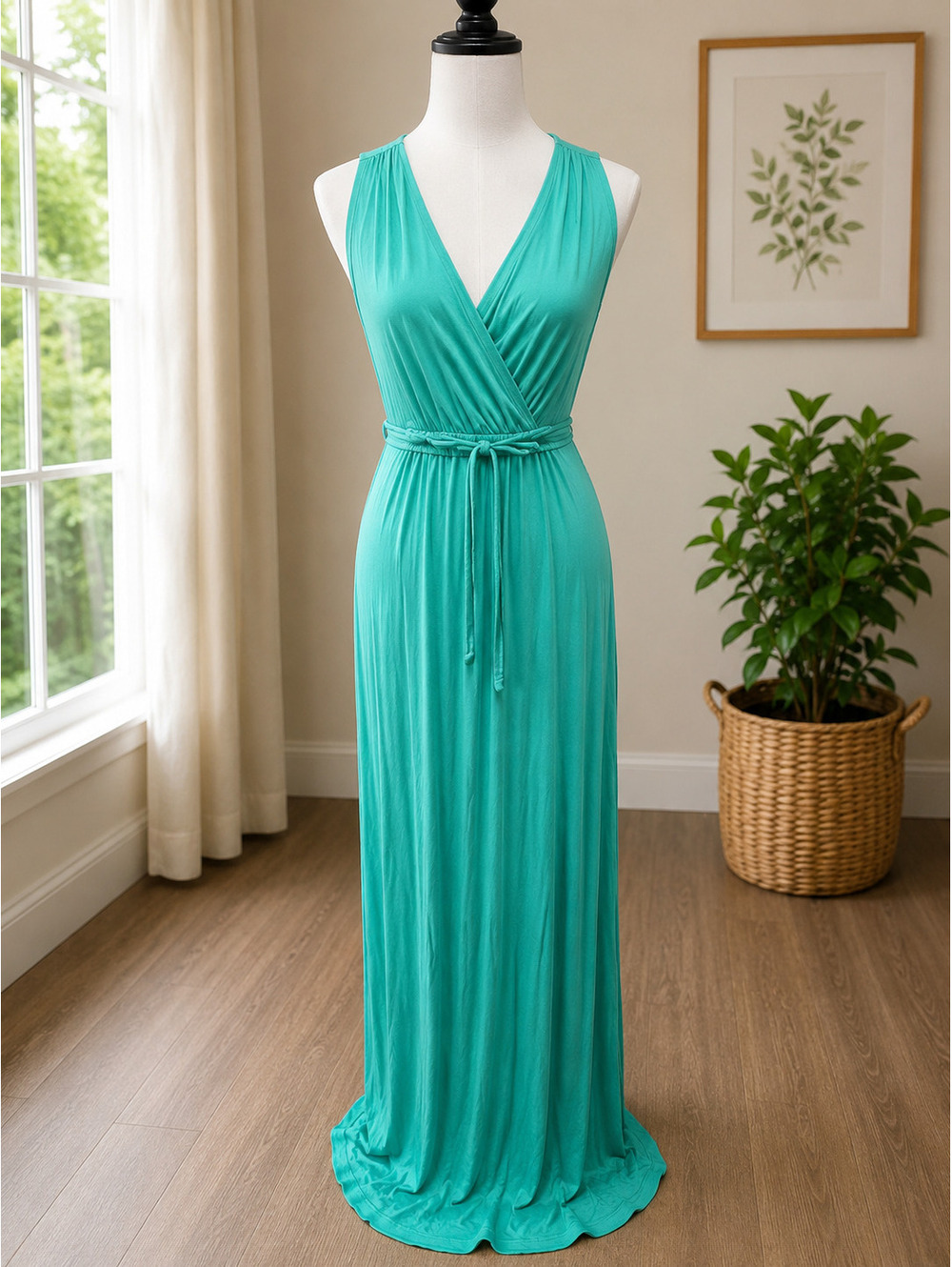 Size S – Unbranded Aqua Sleeveless Maxi Dress